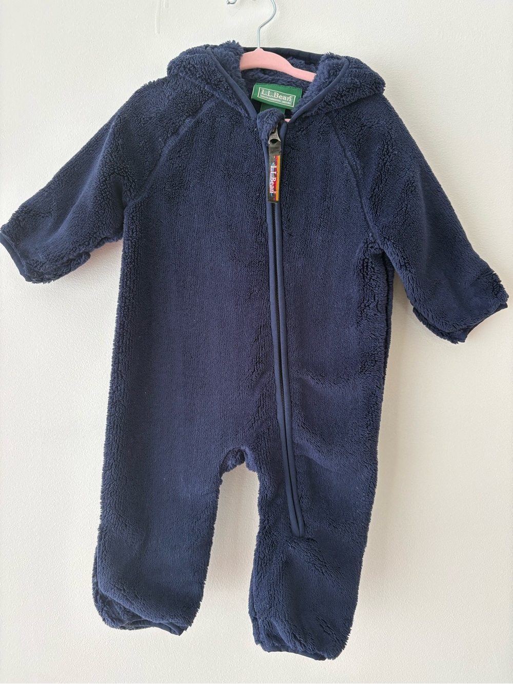 L.L. Bean High Pile Fleece Hooded One-Piece Baby Bunting Suit
